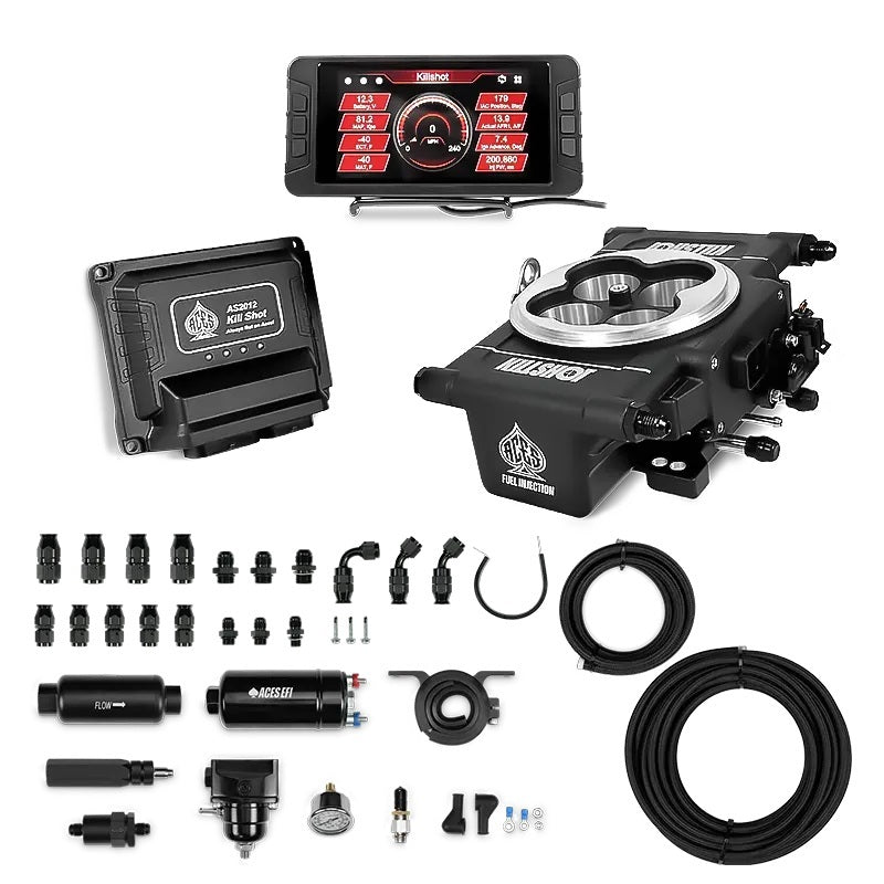 Aces Fuel Injection Killshot EFI 4bbl w/Fuel Delivery Kit Blk AFIAS2012BFK-D