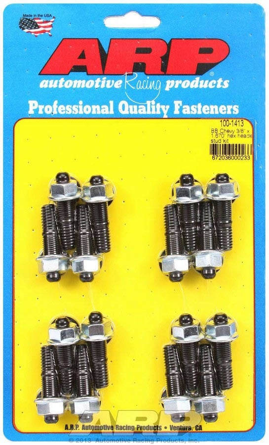 Arp Header Stud Kit - 6pt. 3/8 x 1.670 OAL (16) MPN ARP100-1413 For Chevy