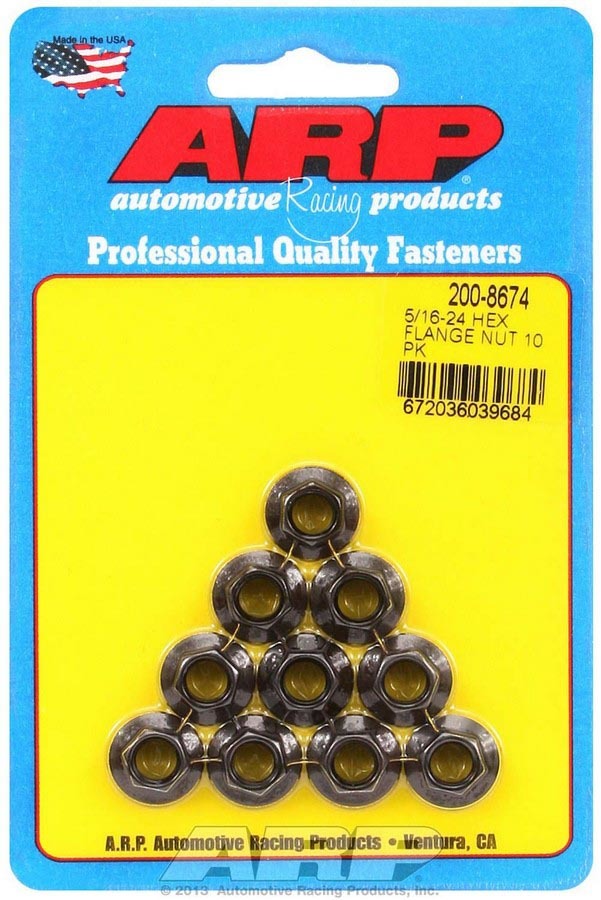 Arp Hex Nut Kit w/Flange 5/16-24 (10pk) MPN ARP200-8674