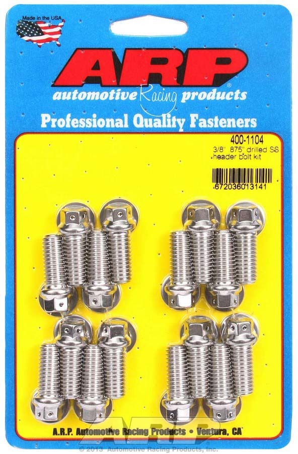 Arp S/S Header Bolt Kit - 3/8 x .875 UHL (16) MPN ARP400-1104 For Chevy