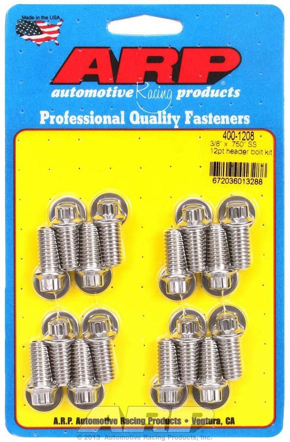 Arp S/S Header Bolt Kit - 3/8 x .750 UHL (16) MPN ARP400-1208 For Universal use