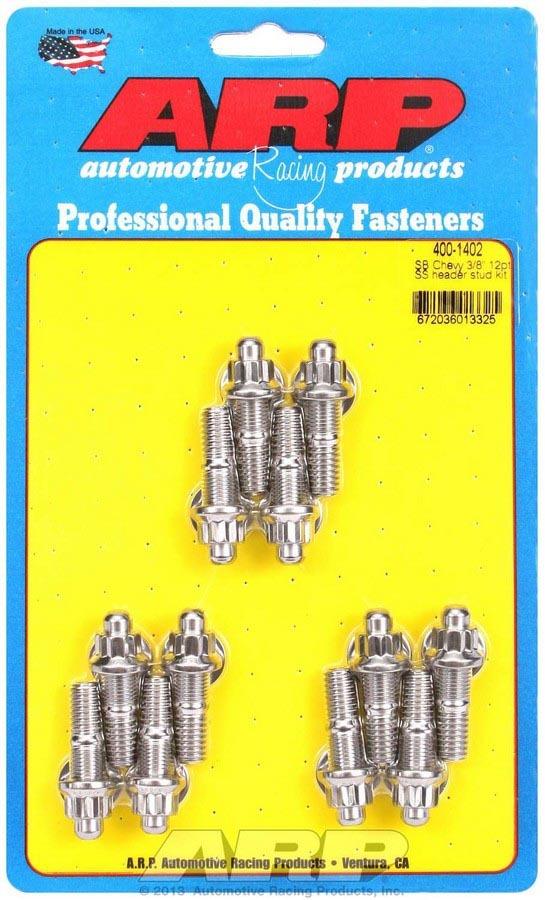 Arp S/S Header Stud Kit - 3/8in x 1.670in OAL (12) MPN ARP400-1402 For Chevy