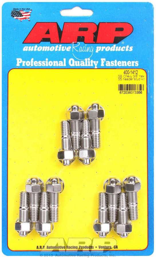 Arp S/S Header Stud Kit - 3/8 x 1.670 OAL (12) MPN ARP400-1412 For Chevy