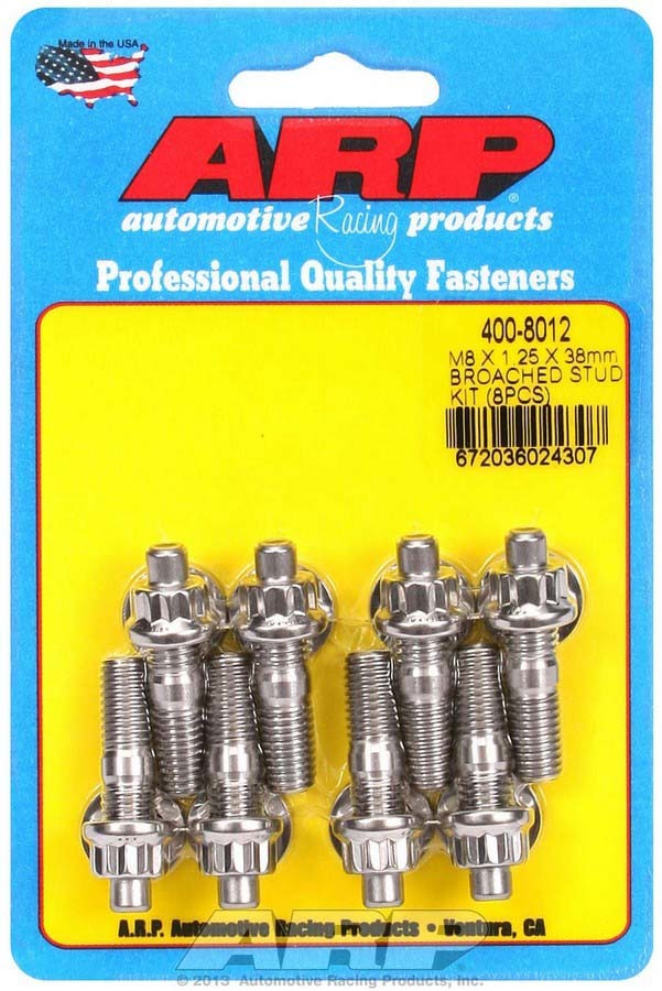 Arp Stud Kit - Broached 8pk 8mm x 1.25 x 38mm MPN ARP400-8012 For Universal use