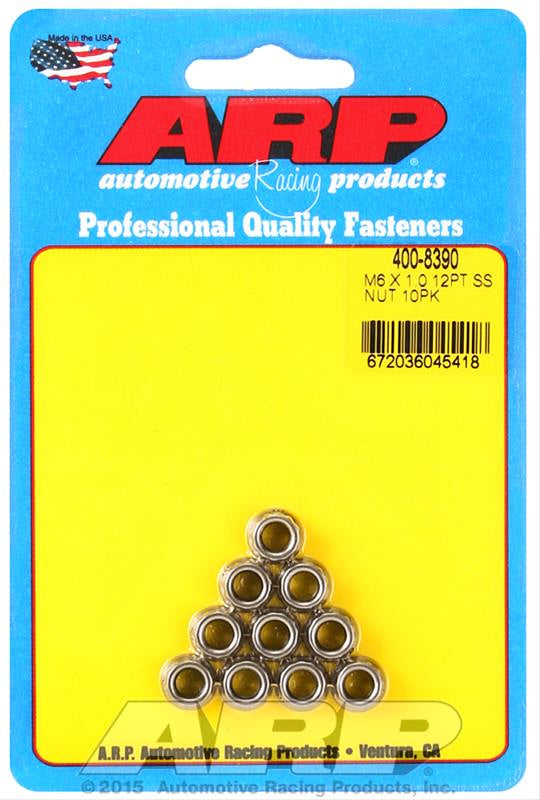 Arp 6mm x 1.00 12pt Nuts 10pk Stainless Steel MPN ARP400-8390