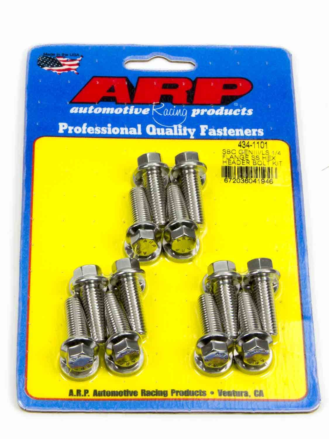 Arp S/S Header Bolt Kit - 6pt. GM LS MPN ARP434-1101 For GM LS-Series