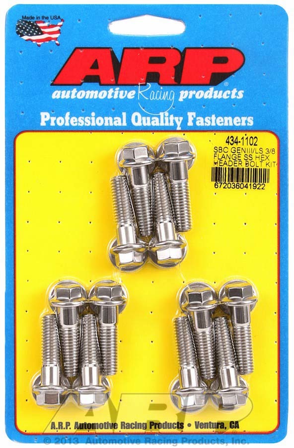Arp S/S Header Bolt Kit - 6pt. GM LS MPN ARP434-1102 For GM LS-Series