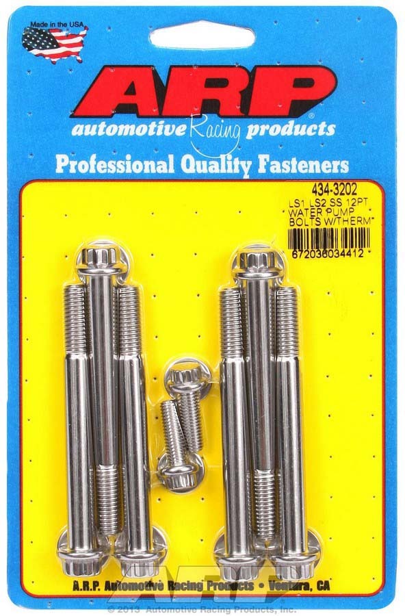 Arp S/S W/P & Thermostat Hsg Bolt Kit - 12pt. LS1/LS2 MPN ARP434-3202 For GM LS-Series