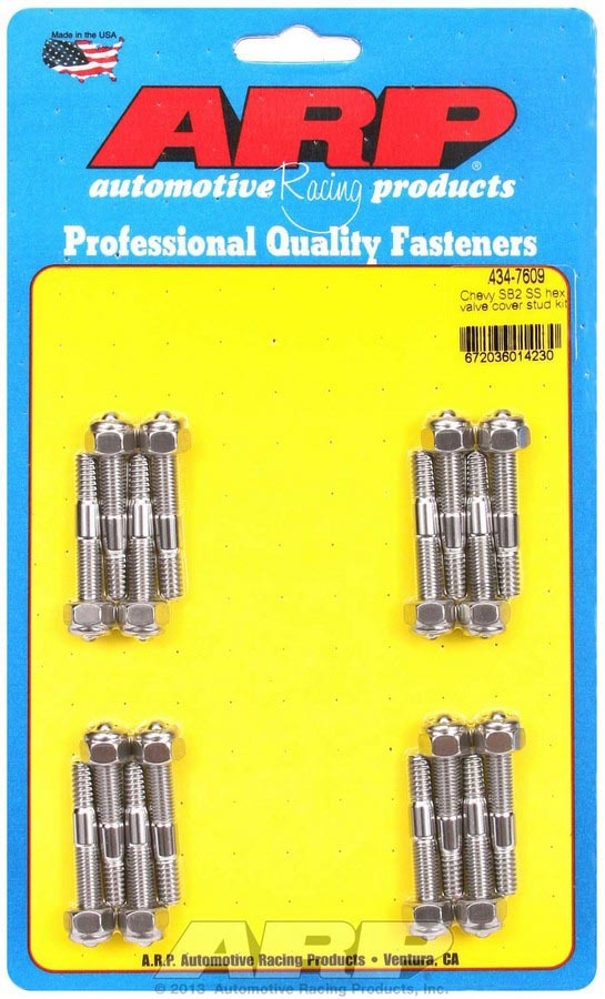 Arp S/S Valve Cover Stud Kit 6pt. (16) MPN ARP434-7609 For Chevy