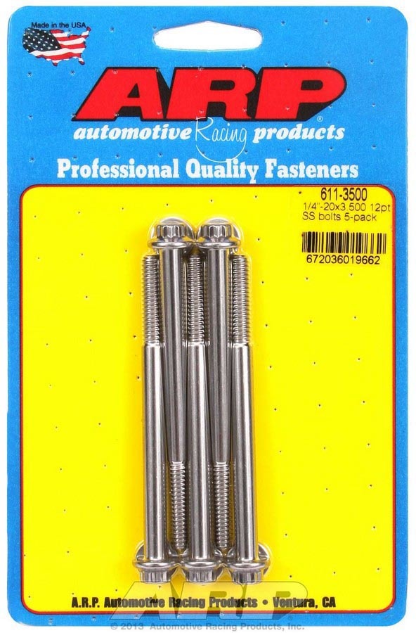 Arp S/S Bolt Kit - 12pt. (5) 1/4-20 x 3.500 MPN ARP611-3500 For Universal use