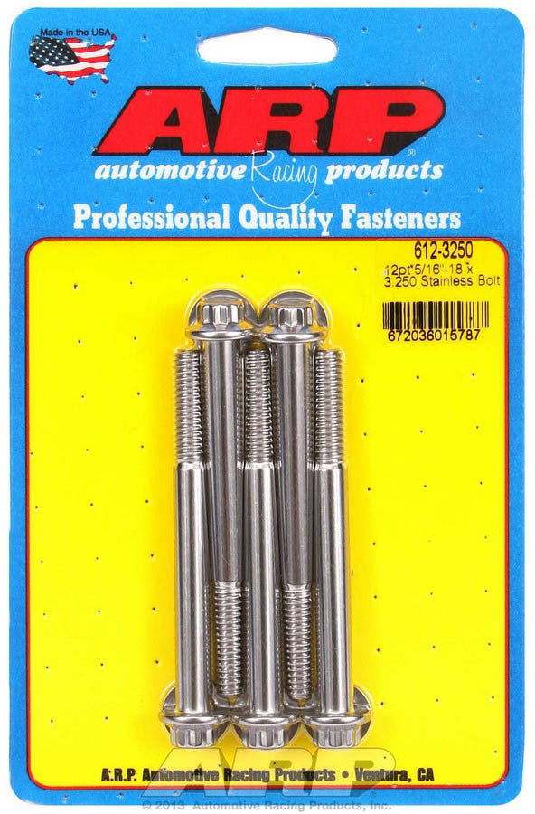 Arp S/S Bolt Kit - 12pt. (5) 5/16-18 x 3.250 MPN ARP612-3250 For Universal use