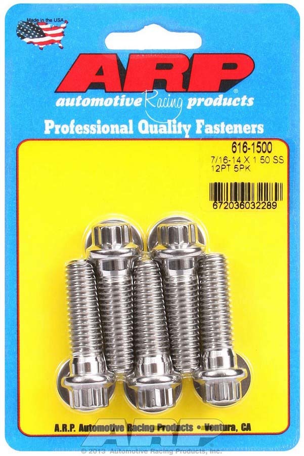 Arp S/S Bolt Kit - 12pt. (5) 7/16-14 x 1.500 MPN ARP616-1500 For Universal use