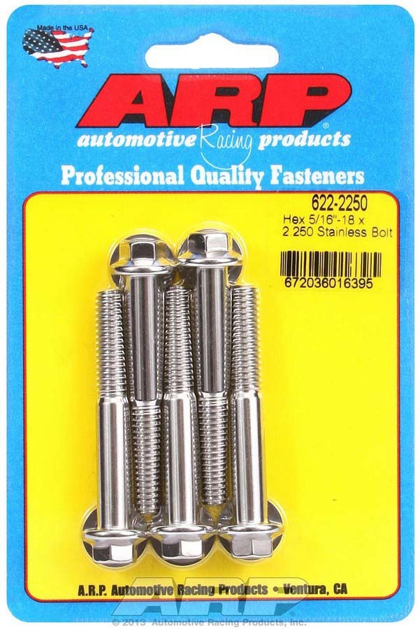 Arp S/S Bolt Kit - 6pt. (5) 5/16-18 x 2.250 MPN ARP622-2250 For Universal use