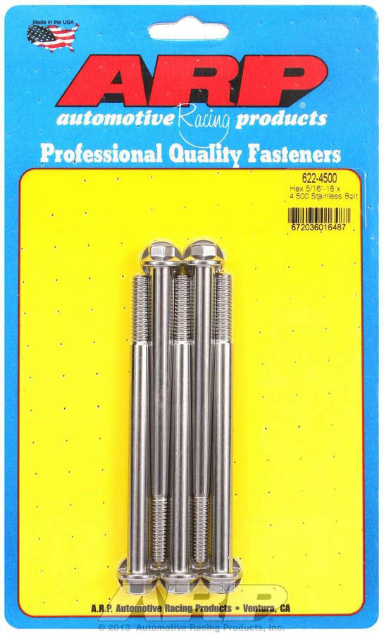 Arp S/S Bolt Kit - 6pt. (5) 5/16-18 x 4.500 MPN ARP622-4500 For Universal use