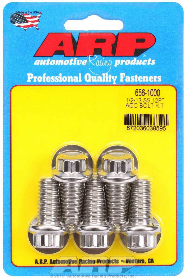 Arp S/S Bolt Kit - 12pt. (5) 1/2-13 x 1.000 MPN ARP656-1000 For Universal use