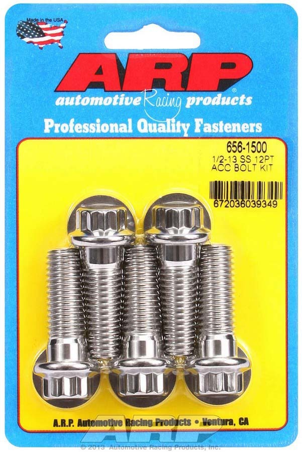Arp S/S Bolt Kit - 12pt. (5) 1/2-13 x 1.500 MPN ARP656-1500 For Universal use