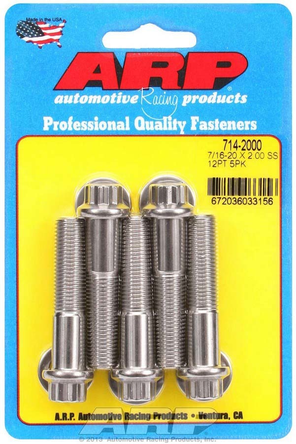 ARP 7/16-20 x 2.000 12pt SS Bolt Kit 5pk ARP714-2000