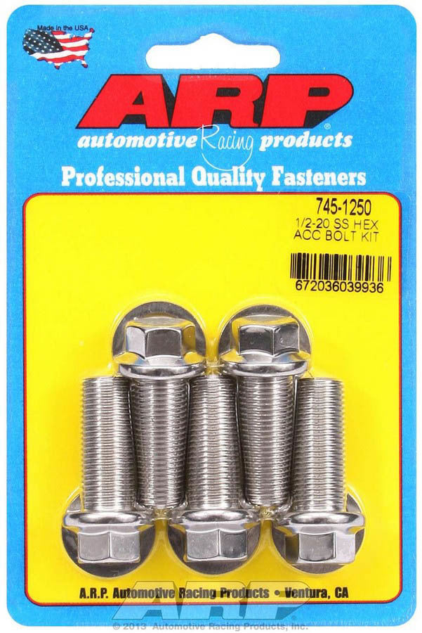 Arp S/S Bolt Kit - 6pt. (5) 1/2-20 x 1.250 MPN ARP745-1250 For Universal use