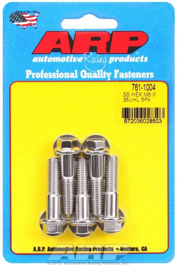 Arp S/S Bolt Kit - 6pt. (5) 8mm x 1.25 x 35mm MPN ARP761-1004 For Universal use