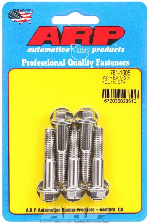 Arp 8mm x 1.25 x 40mm 6pt S/S Bolt Kit 5pk MPN ARP761-1005 For Universal use