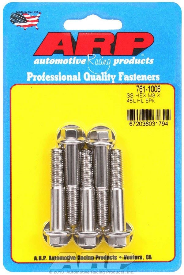 Arp Bolt Kit - SS 6pt 5pk 8mm x 1.25 x 45mm MPN ARP761-1006 For Universal use