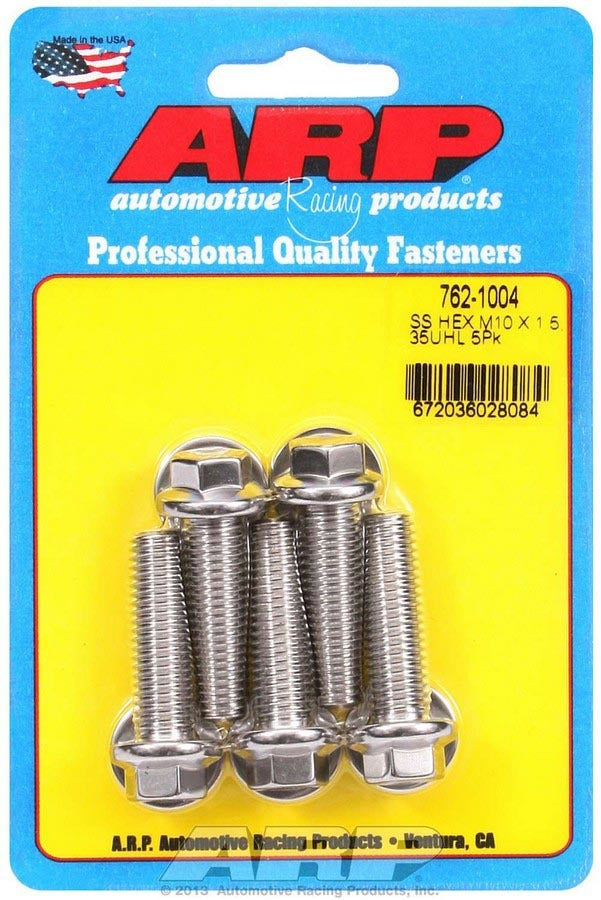 Arp S/S Bolt Kit - 6pt. (5) 10mm x 1.5 x 35mm MPN ARP762-1004 For Universal use