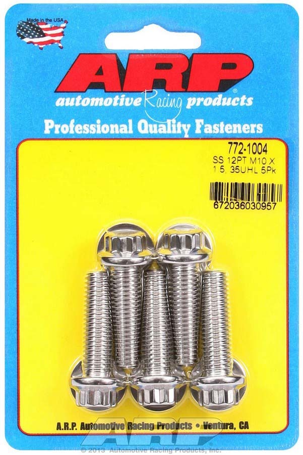 Arp S/S Bolt Kit - 12pt. (5) 10mm x 1.5 x 35mm MPN ARP772-1004 For Universal use