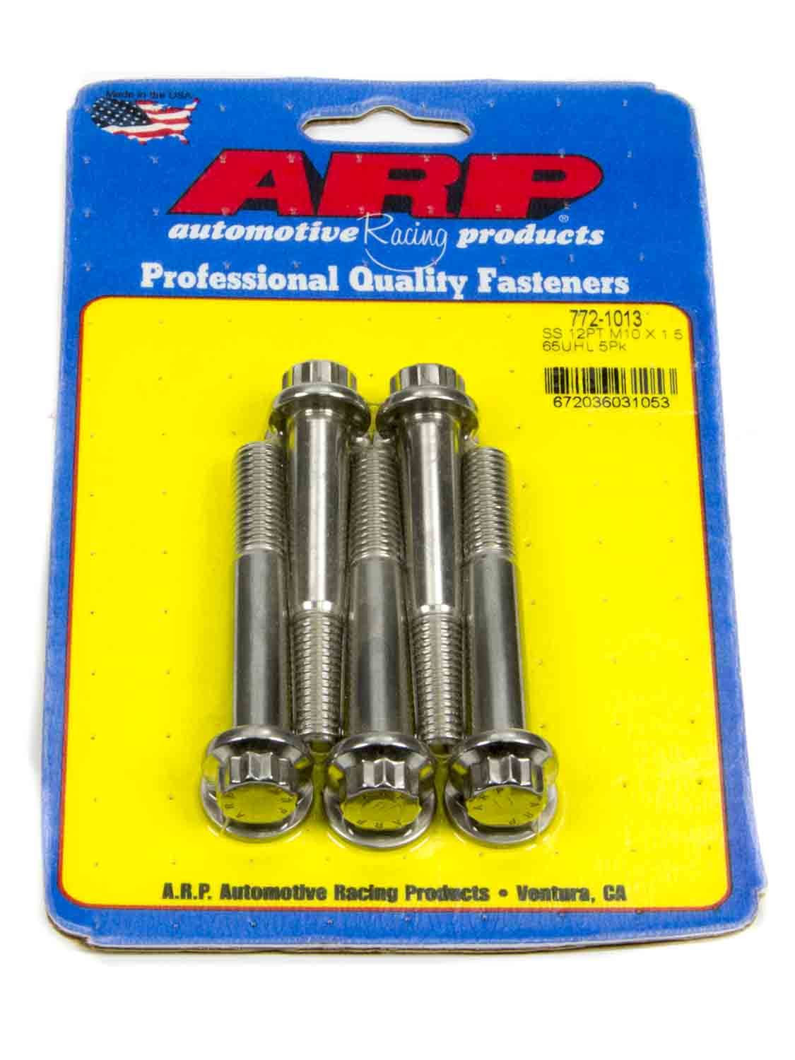 Arp S/S Bolt Kit - 12pt. (5) 10mm x 1.5 x 65mm MPN ARP772-1013 For Universal use