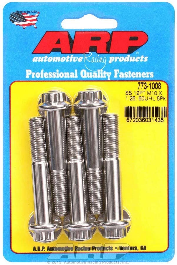 Arp Bolt Kit - SS 12pt 5pk 10mm x 1.25 x 60mm MPN ARP773-1008 For Universal use