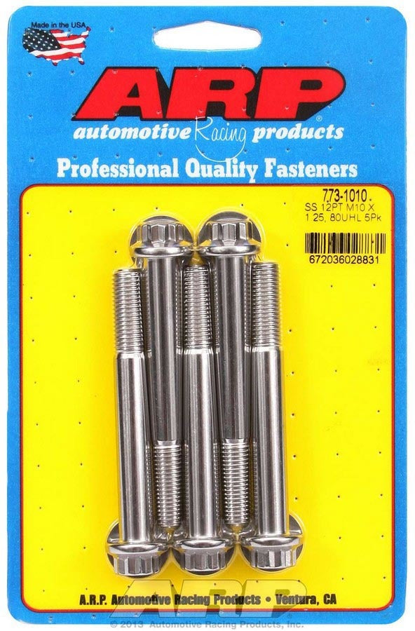 Arp Bolt Kit - SS 12pt 5pk 10mm x 1.25 x 80mm MPN ARP773-1010 For Universal use