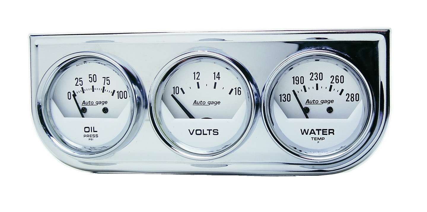 Autometer 2-1/16in Oil/Volt/Water Chrm Short Sweep Console MPN ATM2325