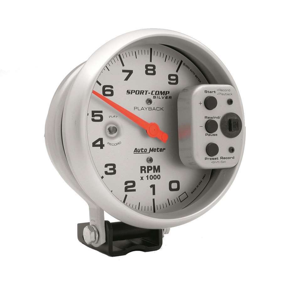 Autometer 5in S/C Silver 9000 RPM Playback Tach MPN ATM3964