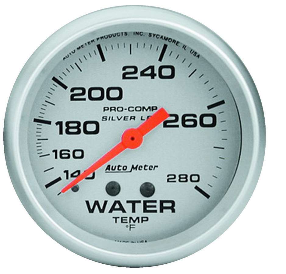 Autometer Pro Comp 2-5/8in Silver Liq-Fill Water 140-280 MPN ATM4631
