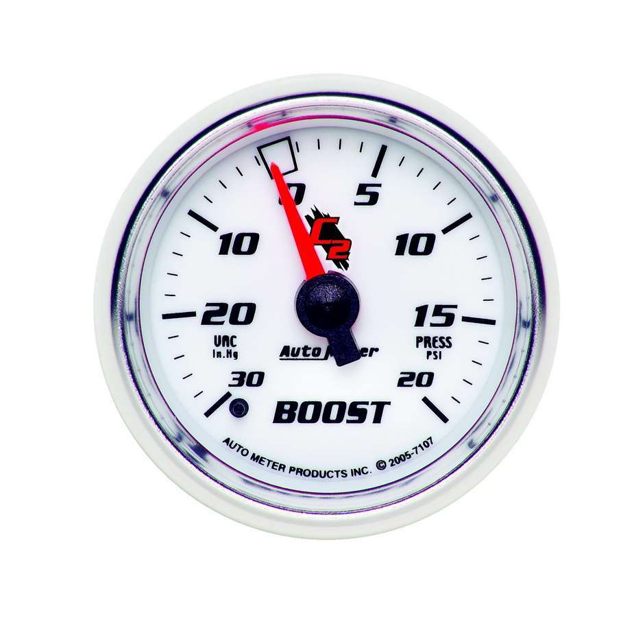 Autometer 2-1/16in C2/S Boost/Vac Gauge 30in Hg/20psi MPN ATM7107