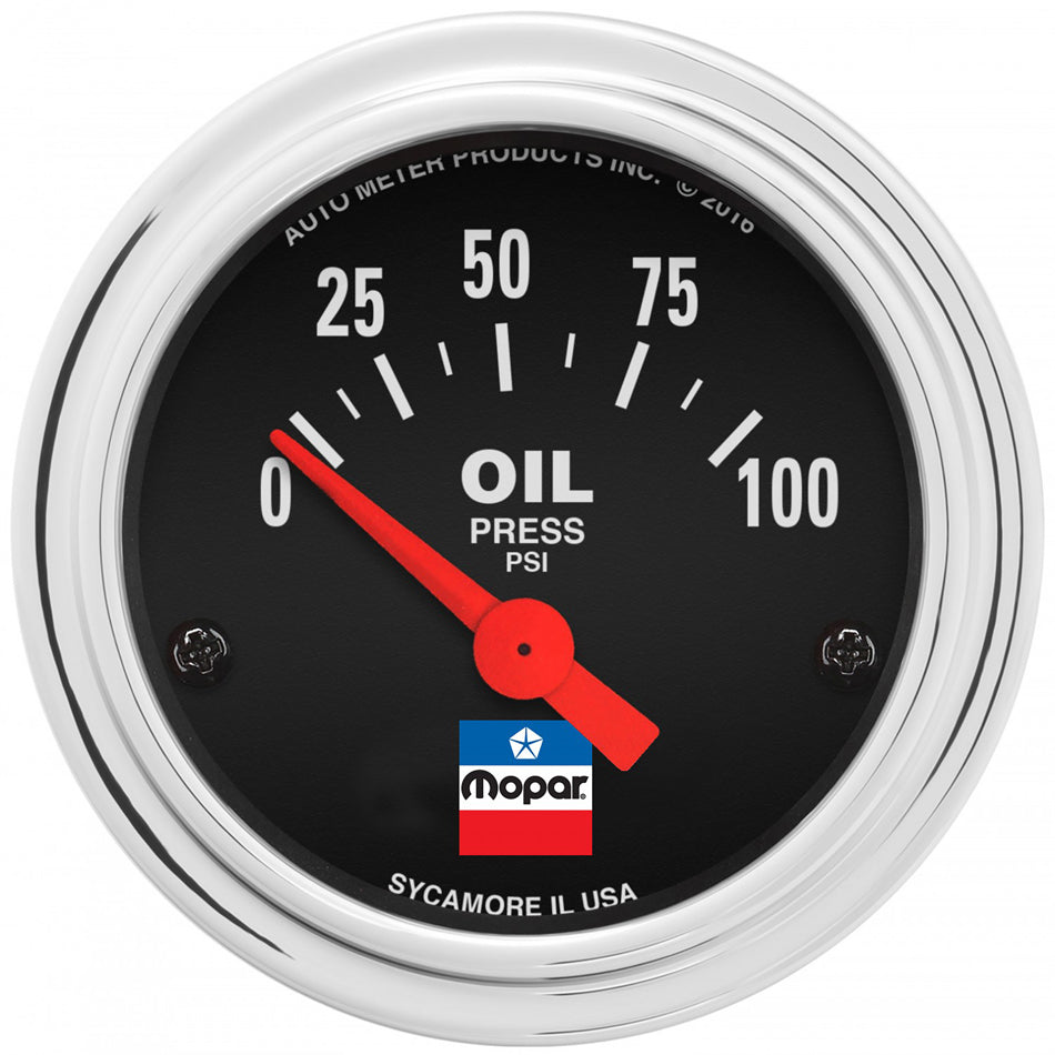 Autometer 2-1/16 Oil Press Gauge Mopar Logo Series MPN ATM880786 For Mopar