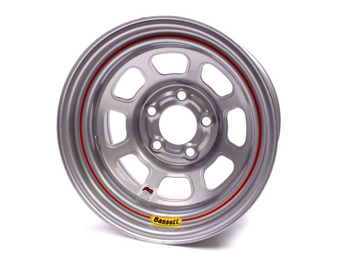 Bassett 15X8 IMCA Wheel D-Hole Silver 5x4.50 58DF3IS