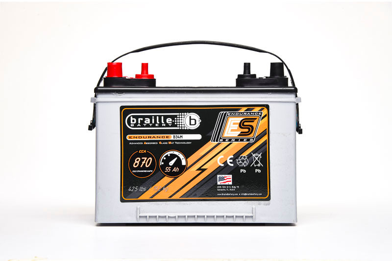 Braille Auto Battery 34M Marine Endurance AGM Battery 870 CCA BRB34M
