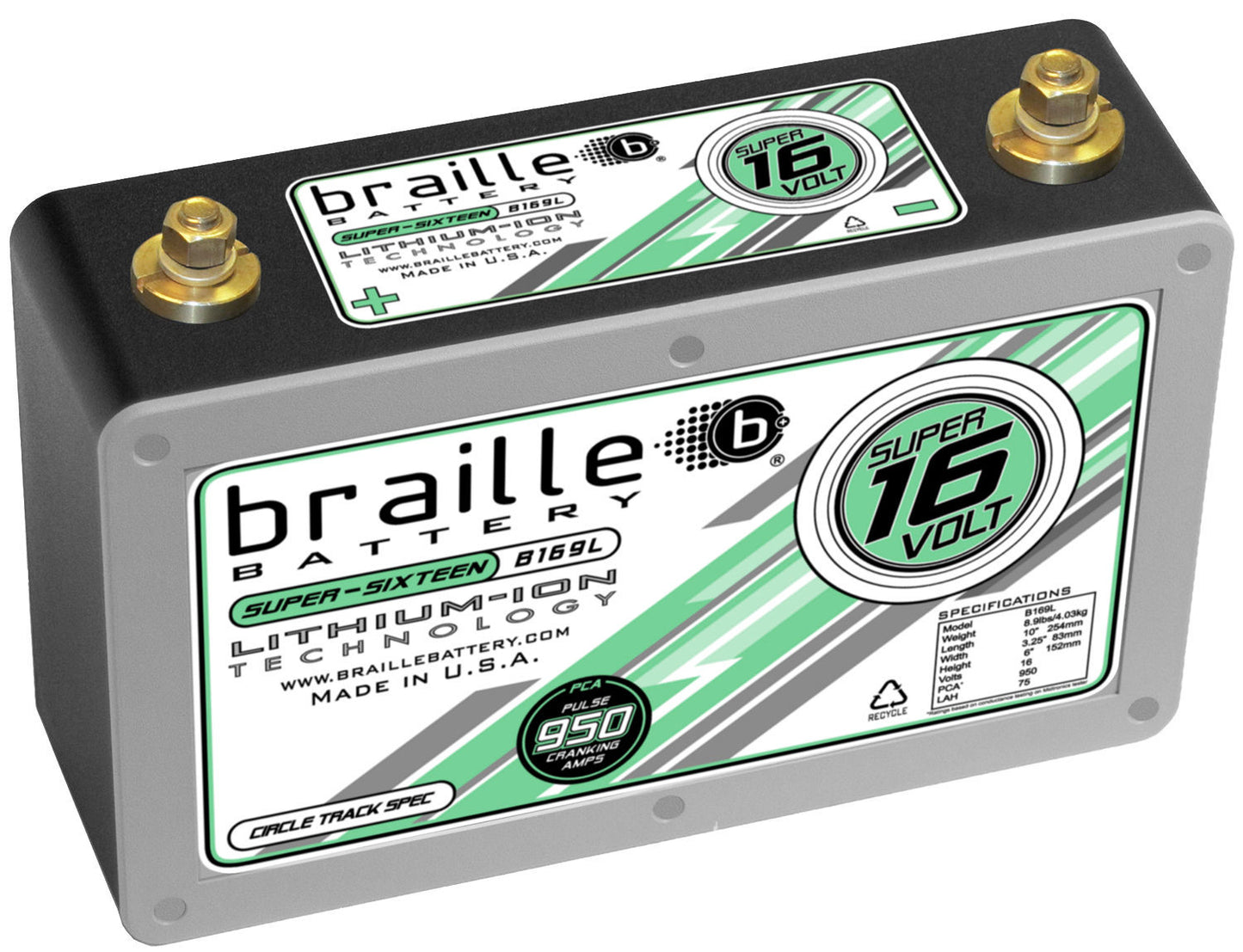 Braille Auto Battery Lithium ION Super 16 Volt Battery 950 Amps B169L