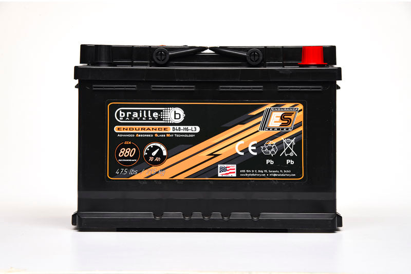 Braille Auto Battery 48-H6-L3 Endurance AGM Battery 880CCA BRBB48-H6-L3
