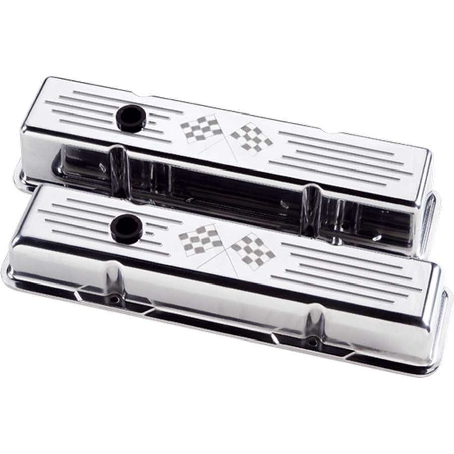 Billet Specialties Polished SBC Tall V/C Checkered Flag MPN BSP95227 For Chevy