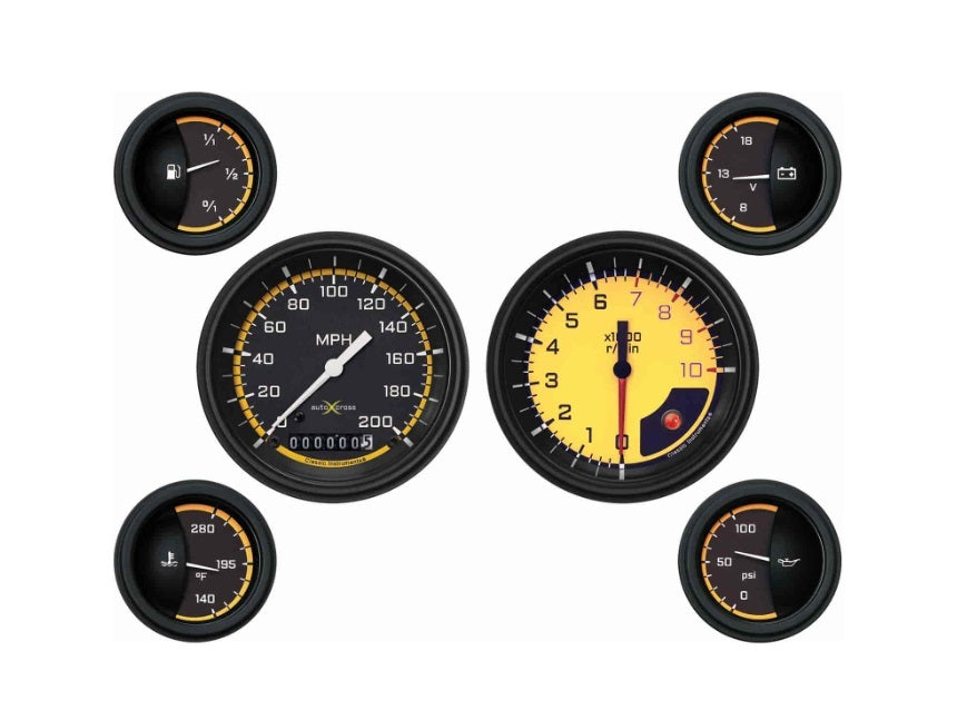 Classic Instruments Auto Cross 6 Gauge Set Yellow MPN CLAAX01YBLF