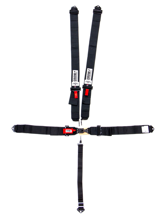 Crow Safety Gear 5-Pt Harness Small Latch Blk Bolt In BLK Hardware MPN CRW11004B