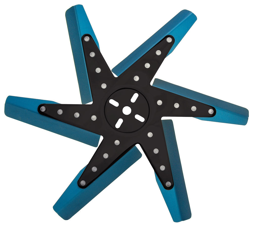 Derale 17in Aluminum Flex Fan Blue Blade/Black Hub 19917