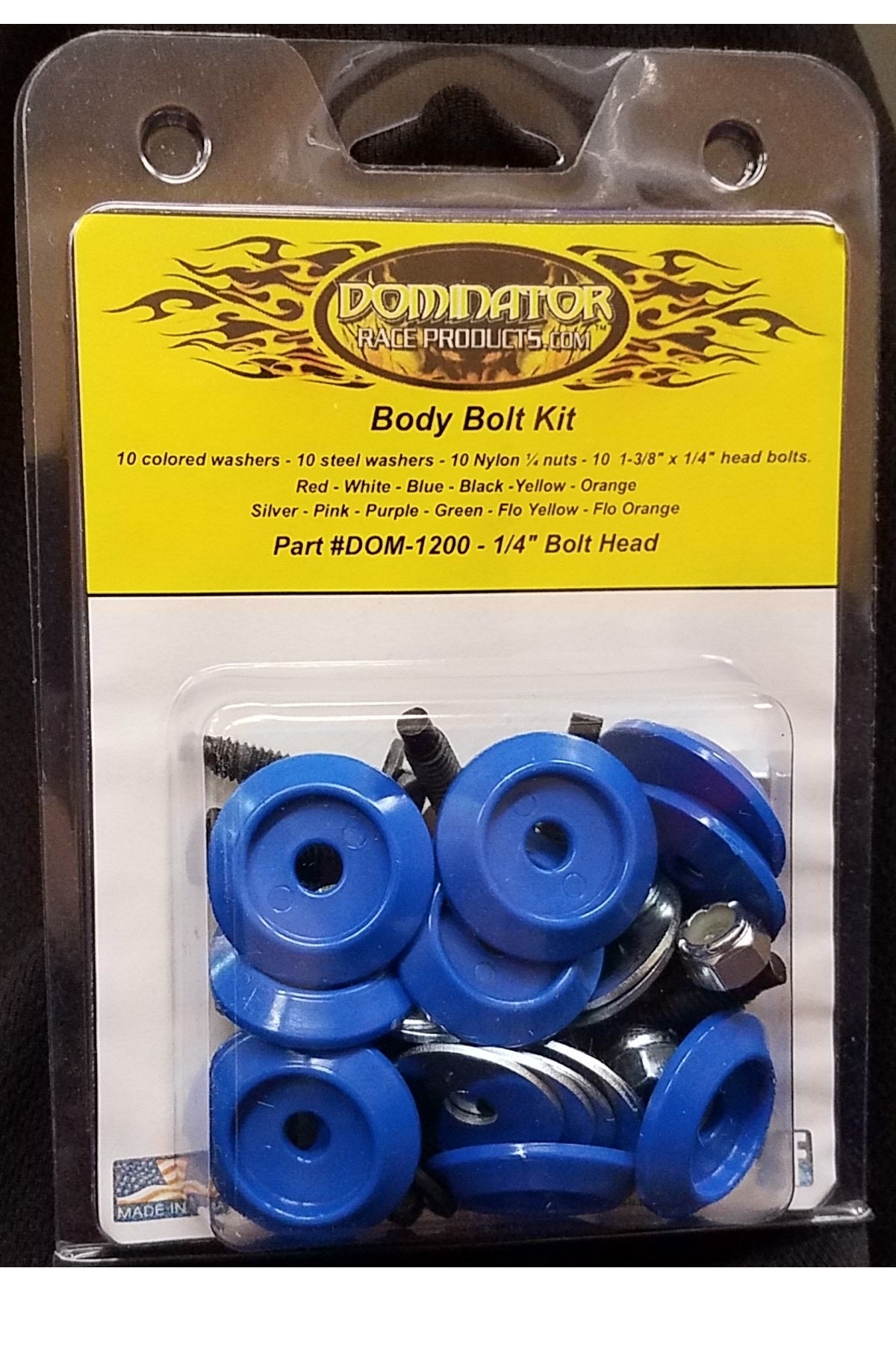 Dominator Race Products Body Bolt Kit Blue Hex Head 1200-B-BL