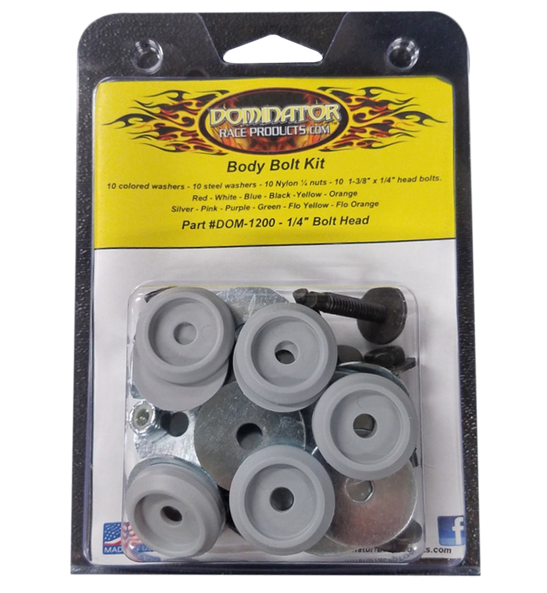 Dominator Race Products Body Bolt Kit Gray Hex Head 1200-B-GRY