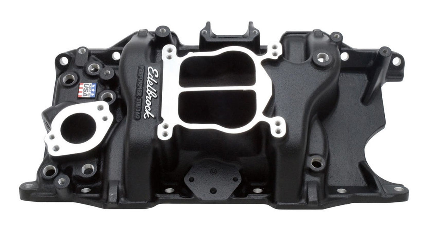 Edelbrock SBM Performer Manifold - 318/360 - Black MPN EDE21763 For Mopar