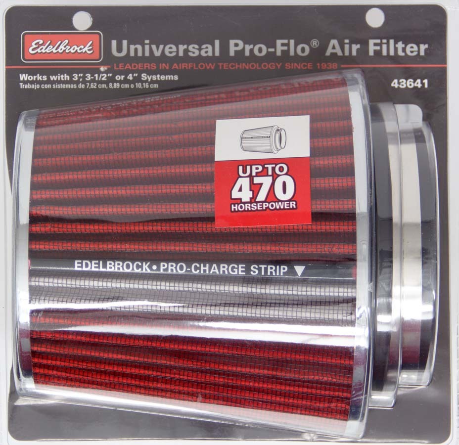 Edelbrock Pro-Flo Air Filter Cone 6.70 Tall Red/Chrome MPN EDE43641 For Universal use