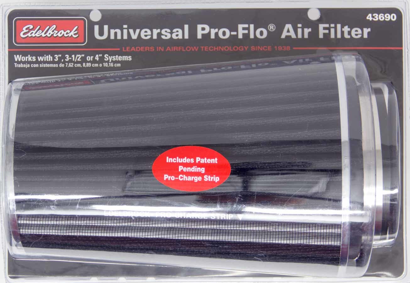 Edelbrock Pro-Flo Air Filter Cone 10.5 Tall Black/Chrome MPN EDE43690 For Universal use