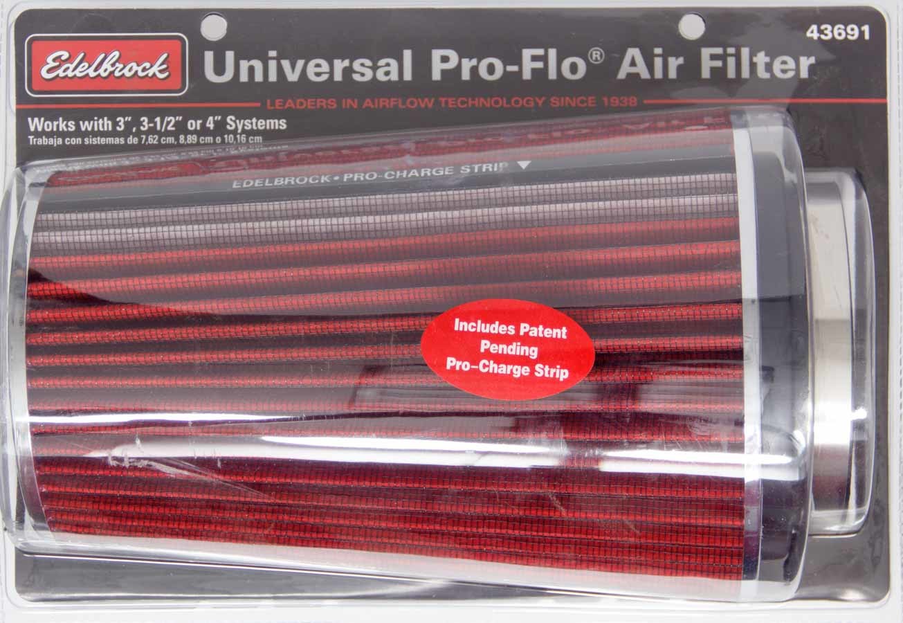Edelbrock Pro-Flo Air Filter Cone 10.5 Tall Red/Chrome MPN EDE43691 For Universal use