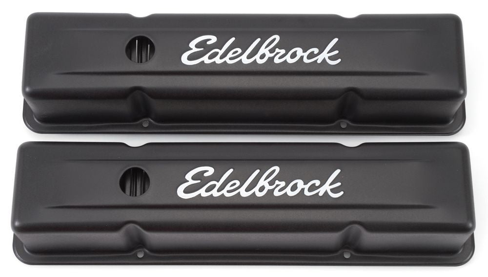 Edelbrock Valve Cover Kit SBC Signature Series Black MPN EDE4643 For Chevy